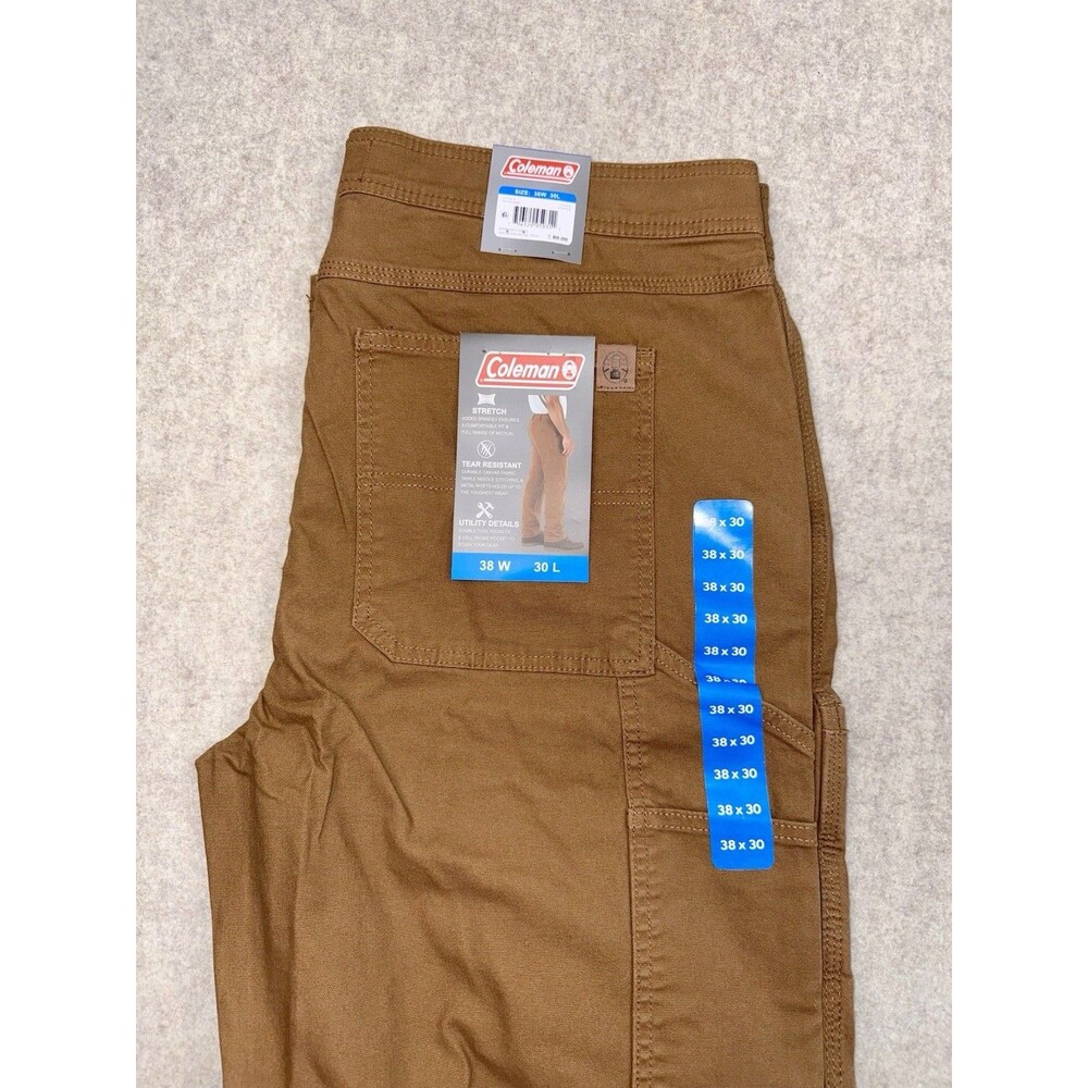 Coleman Men's Pants 38 x 30 Canvas Thick Stretch Utility Pant Copper Brown